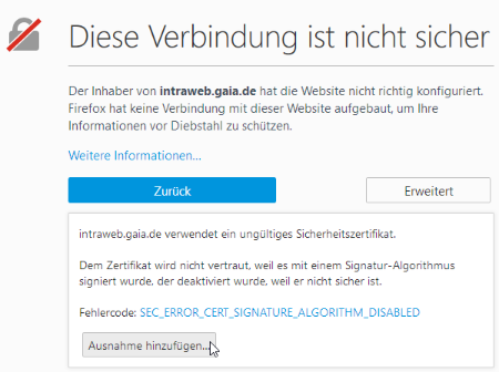 Diese Verbindung ist nicht sicher