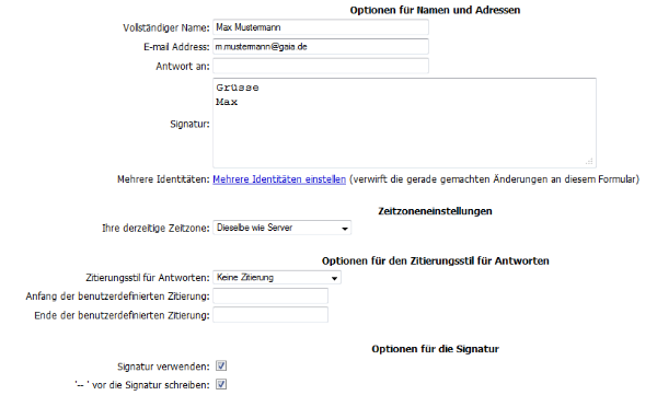 Webmail Persönliche Informationen Webmail Persönliche Informationen