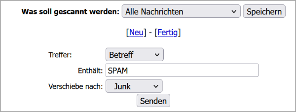Webmail Nachrichtenfilter